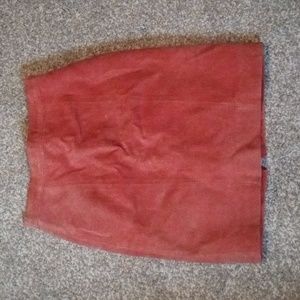 Don't Stop vintage 100% leather pencil skirt size 7 Red orange